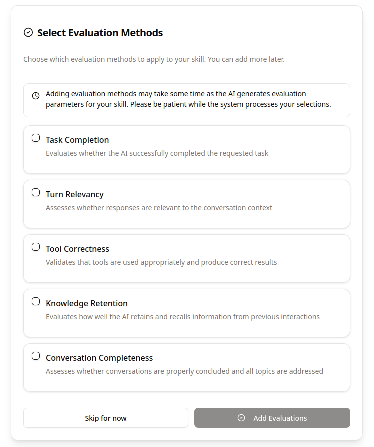 Agent Selection Interface