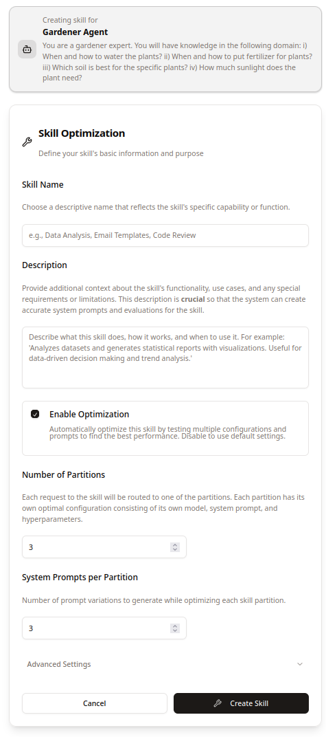 Agent Selection Interface